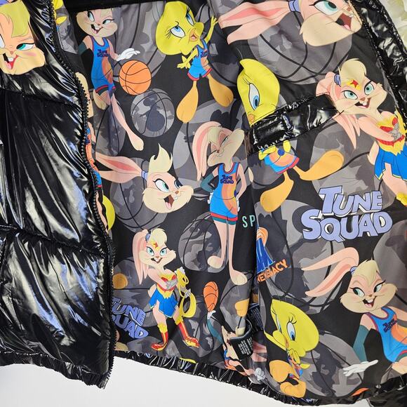 Members Only Space Jam Looney Tunes HiShine Black Puffer Jacket Large Lola Bunny - Picture 9 of 16